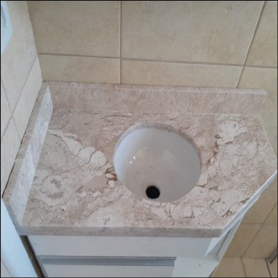 Lavatório para Pequenos Lavabos Sob Medida em Mármore Travertino