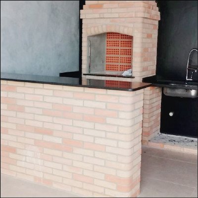 Pedra da Churrasqueira + Pia + Balcão e Granito Preto São Gabriel