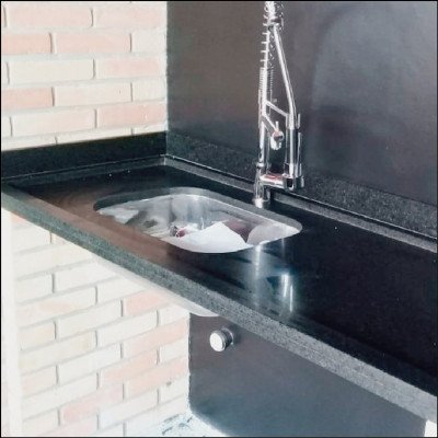 Pedra da Churrasqueira + Pia + Balcão e Granito Preto São Gabriel - imagem 2