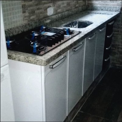 Revestimento Granito Santa Cecília Armário de Cozinha Inox