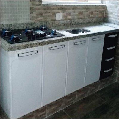 Revestimento Granito Santa Cecília Armário de Cozinha Inox - imagem 1
