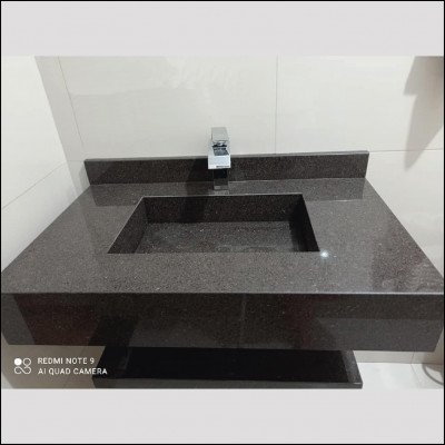 Lavatório Esculpido Granito Marrom Café Imperial