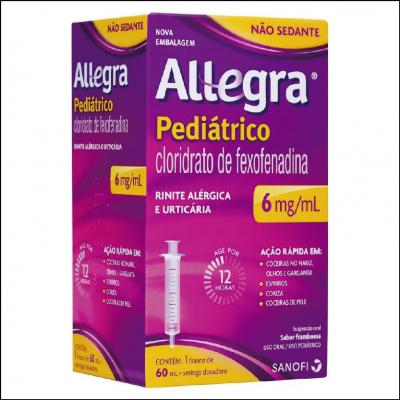 Allegra 6mg/ml Infantil Framboesa Acompanha Seringa Dosadora