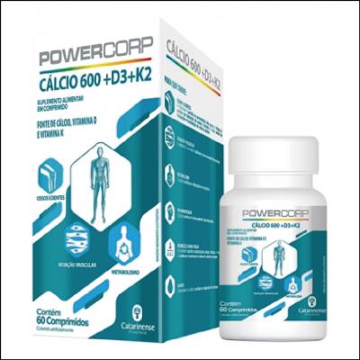 Powercorp Cálcio 600 + D3 + K2 Comprimido