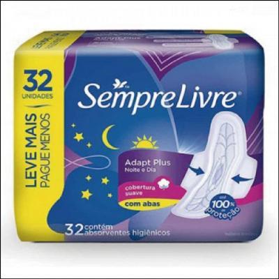 Absorvente Sempre Livre Adapt Plus Noite e Dia Suave com Abas