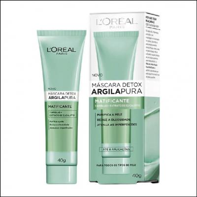 Máscara Detox Argila Pura Loreal Matificante