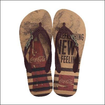 Chinelo Masc Coca Cola Bottle Feeling Bege