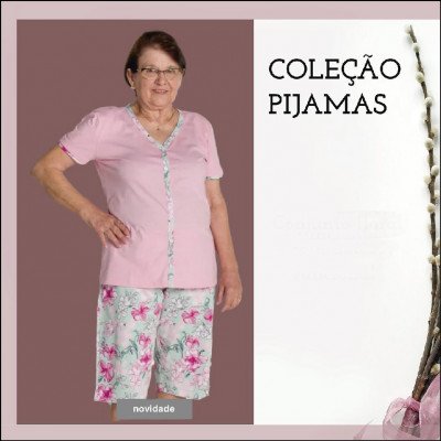 Pijama Conjunto Floral com Botões Funcional