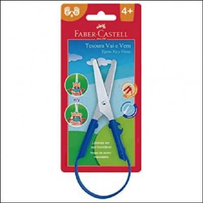 Tesoura Escolar Vai e Vem Azul Faber Castell