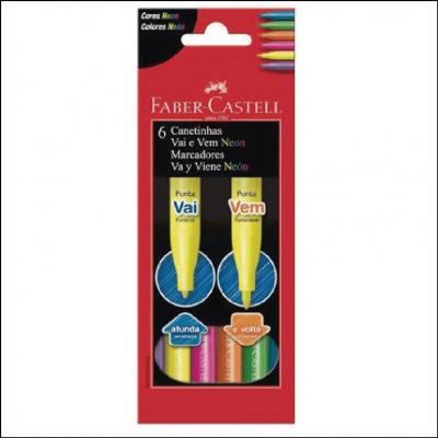 Canetinha Vai E Vem Neon 6 Cores Faber Castell