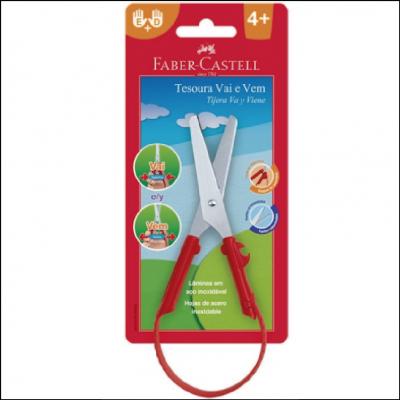 Tesoura Escolar Vai e Vem Vermelha Faber Castell