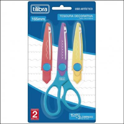 Tesoura Decorativa 165mm 1 Cabo Com 3 Lâminas