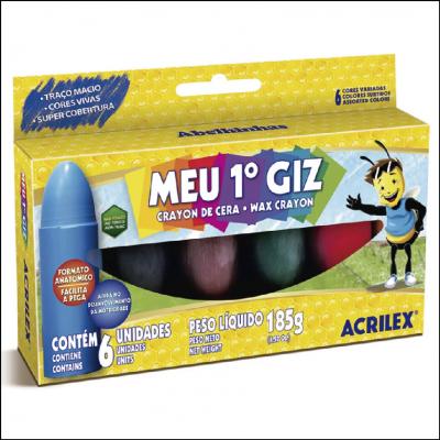 Giz de Cera 06 Cores Meu Primeiro Giz Acrilex