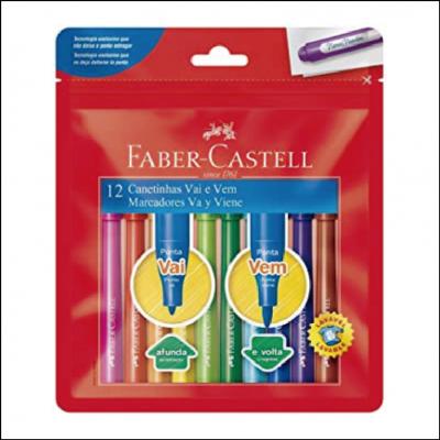 Canetinha Vai e Vem 12 Cores Faber-Castell