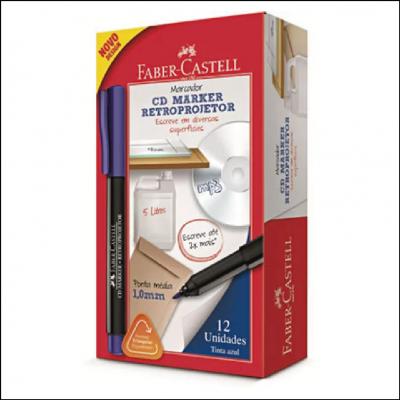 Caneta CD Marker Retroprojetor Azul Faber Castell