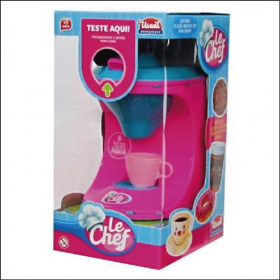 Cafeteira com Luz e Som Rosa Le Chef Cozinha Infantil Usual Brinquedos