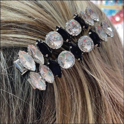 Presilha Bico de Pato e Tiara Com Strás