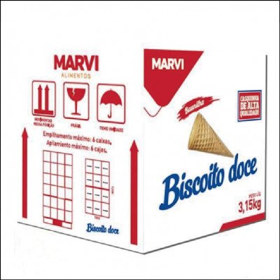 Casquinha de Biscoito Doce para Sorvete Marvi