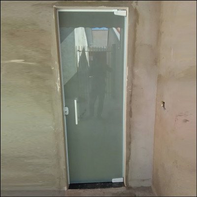 Porta Incolor Jateada e Alumínio Branco