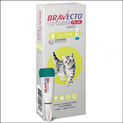 Bravecto Plus Gatos 1,2kg até 2,8kg