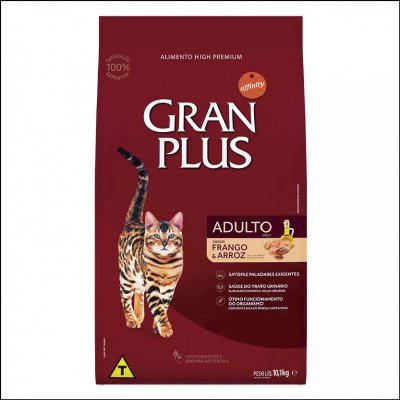 Ração Gran Plus para Gatos Adultos Sabor Frango e Arroz