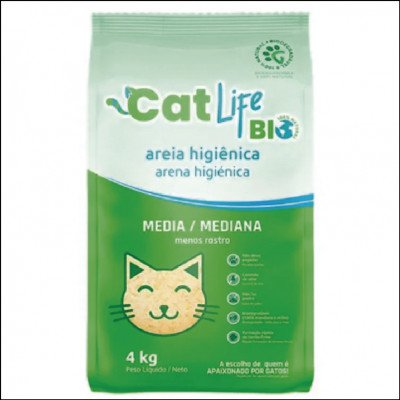 Areia Higiênica Cat Life Bio Grãos Médios 4kg