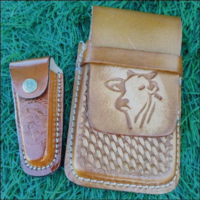 Bainha de Canivete + Capa de Celular em Couro
