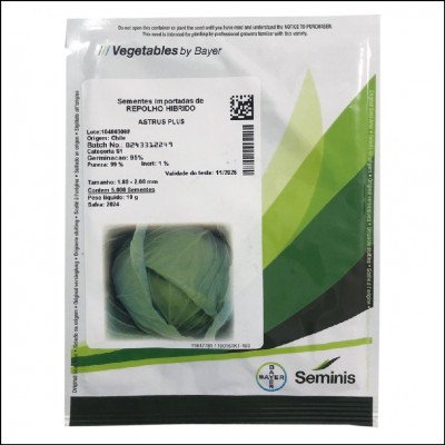 Semente De Repolho Híbrido Astrus Plus Seminis 19g