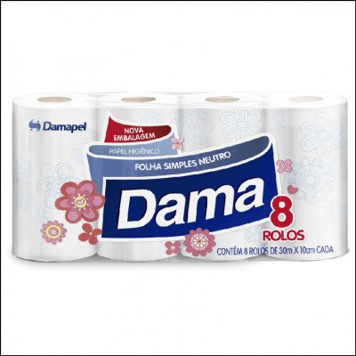 Papel Higiênico Dama 8 Rolos de 30 Metros