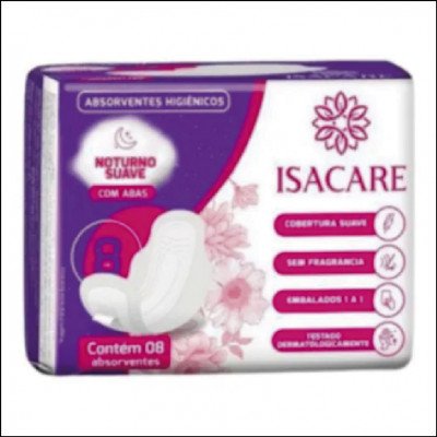 Absorvente Isacare Noturno C/ 8 Un.