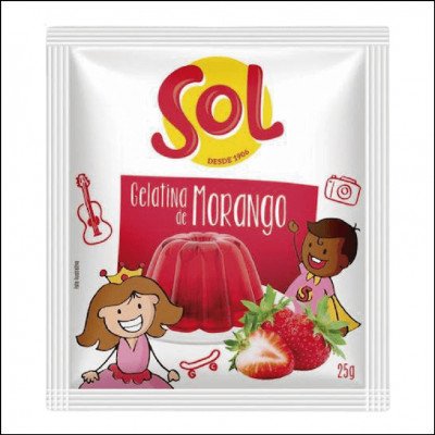 Gelatina Sol Morango Sachê 25g