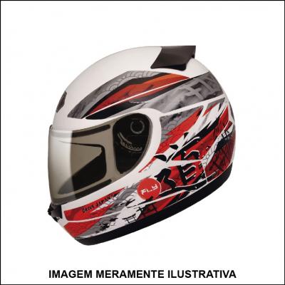 Capacete Fly Drive Hg Japan Branco com Vermelho