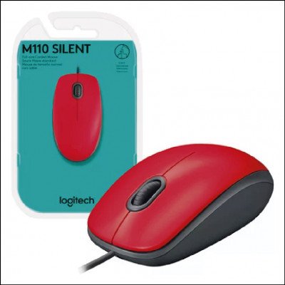 Mouse Óptico M110 Silent Com Fio Usb Vermelho Logitech