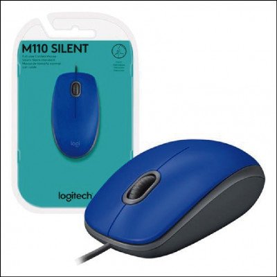 Mouse Óptico M110 Silent Com Fio Usb Azul Logitech