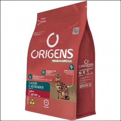 Ração Origens Para Gatos Castrados Sabor Carne
