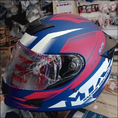 Capacete Mix Azul/vermelho Fosco Fechado - Tam 60