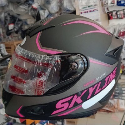 Capacete Skyline Rosa/preto Fosco Fechado - Tam 58
