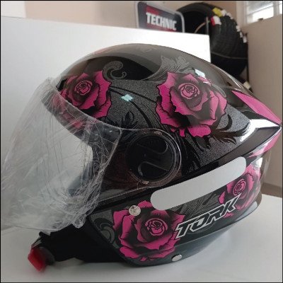 Capacete Aberto Preto Brilhante Tam 56-58