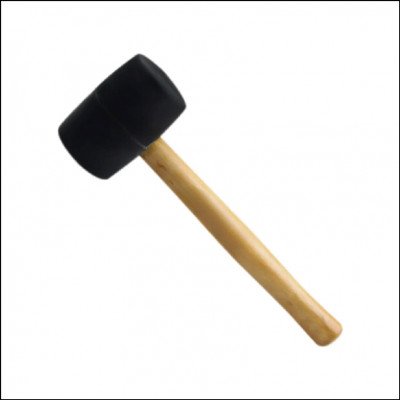Martelo de Borracha Preto Cabo de Madeira