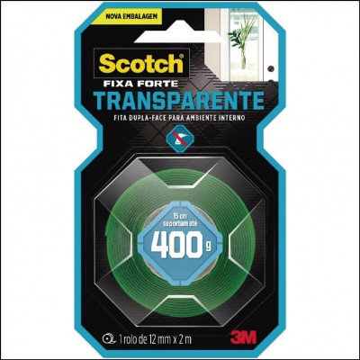 Fita Dupla Face Fixa Forte Transparente 3M