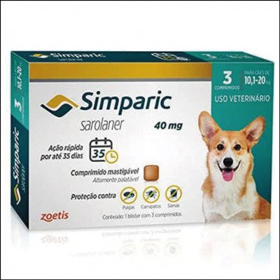 Simparic para Cães 40mg 10,1kg a 20kg