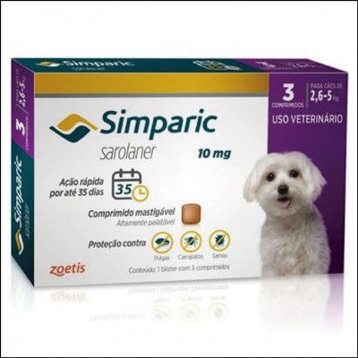 Simparic para Cães 10mg 2,6kg a 5kg