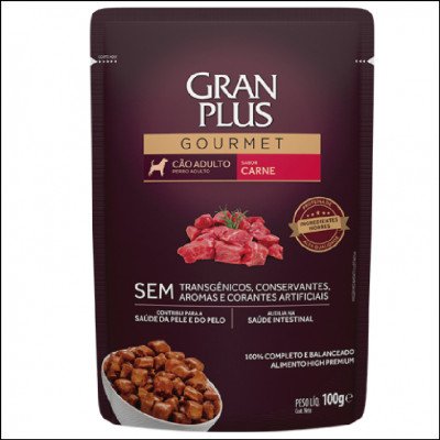 Sachê Gran Plus Gourmet Cão Adulto Carne
