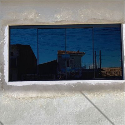 Janela Blindex 4 Folhas Fumê Alumínio Preto