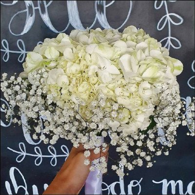 Buquê de Noiva de Hortênsias Brancas