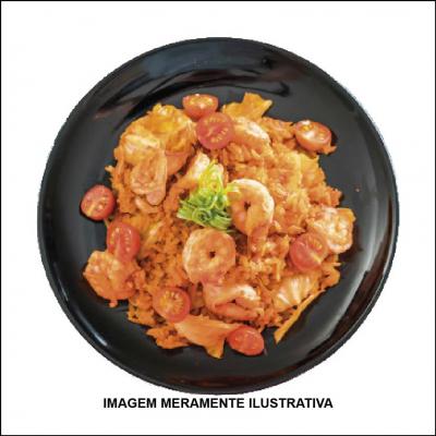 Camarão com Molho Apimentado e Arroz Pequeno