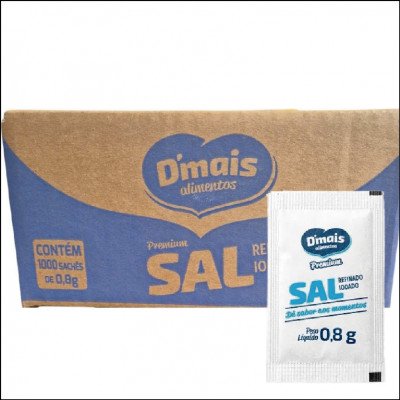 Sal Refinado Sachê 0,8g 1000 Unidades Dmais