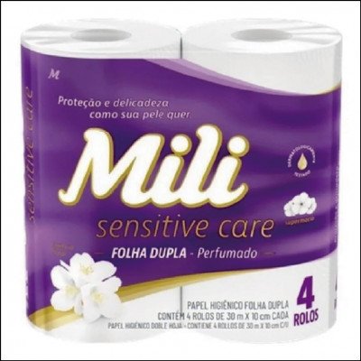 Papel Higiênico Mili Sensitive Care Folha Dupla 30 Metros Perfumado 4 Rolos