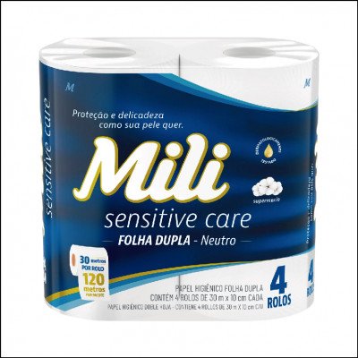 Papel Higiênico Mili Neutro Folha Dupla 4 Unidades 30m