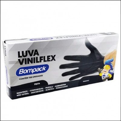Luva Vinilflex Preta M Bompack